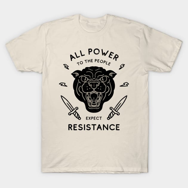 Black Panther - All Power to the People - Expect Resistance | Black Owned BLM Black Lives Matter | Original Art Pillowcase | Tattoo Style Logo T-Shirt by anycolordesigns